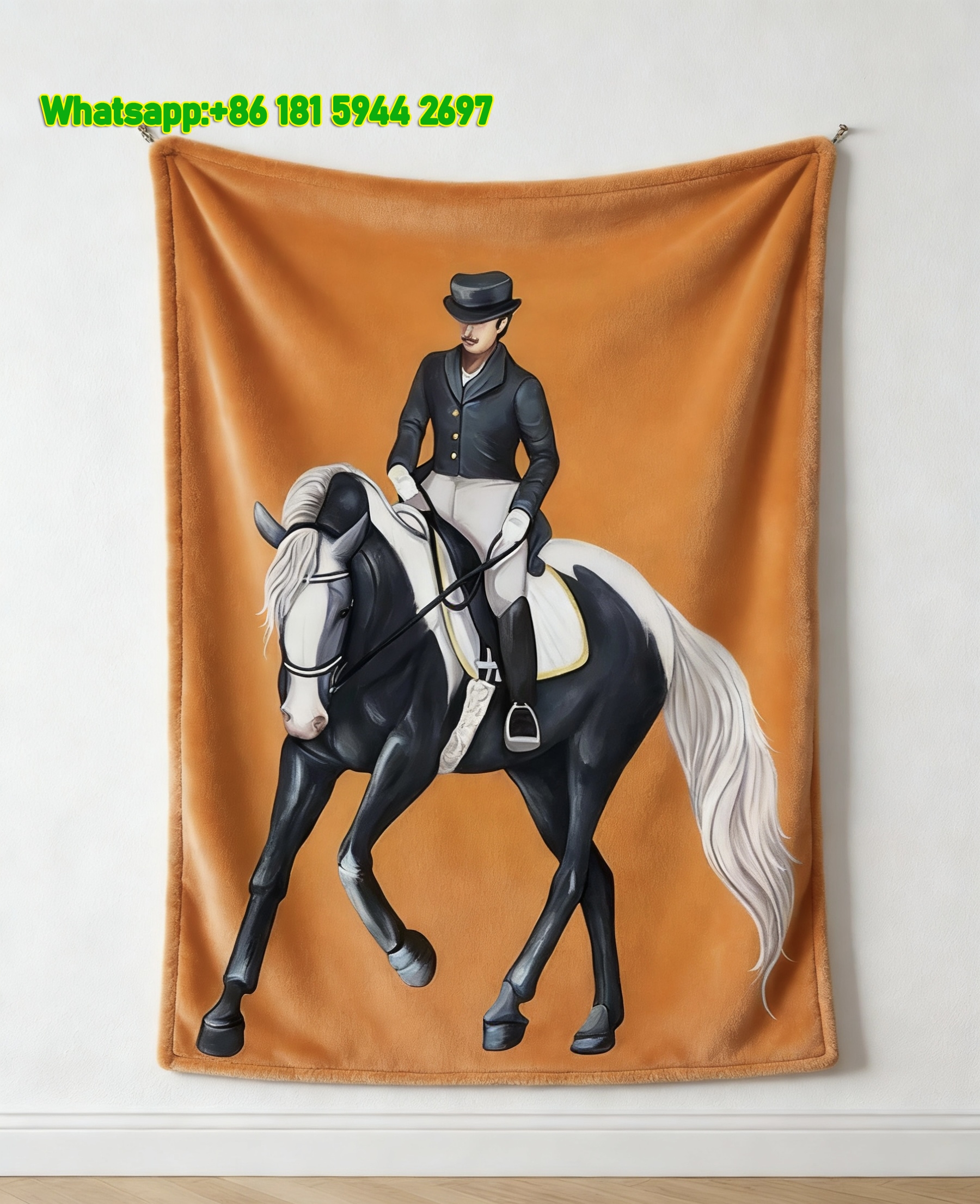 Hermes Elegant Dressage Horse Rider Flannel Wall Hanging Blanket throw blanket IMG_5451